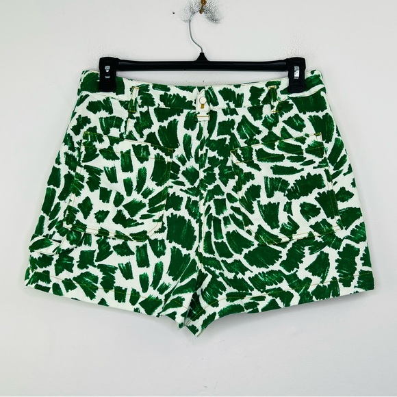 Maeve Anthropologie 32 Shorts Green White Gardener Cargo High Rise Abstract - Picture 9 of 9